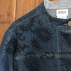 PBJ Blue Embroidered Denim Jean Jacket